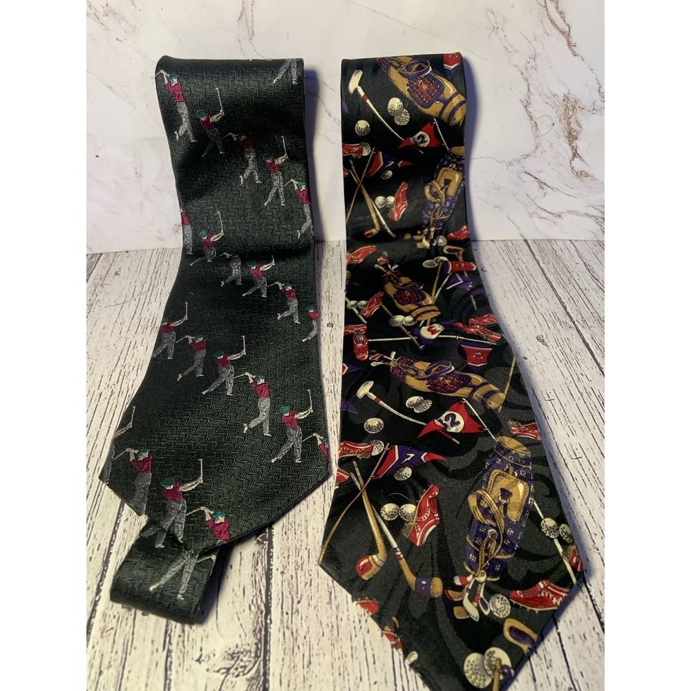 Jack Nicklaus Tie Set Action Golf Swing USA Made Silk Necktie Lot Of 2